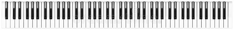 Full Grand Piano 88 Black White Keys Keyboard Layout Isolated White