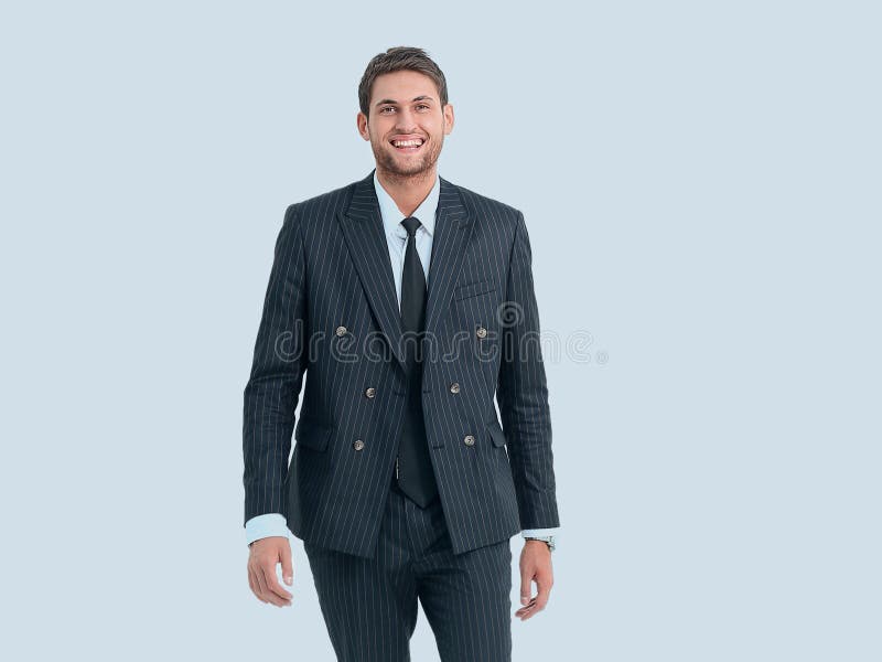 Full growth.portrait of smiling modern businessman