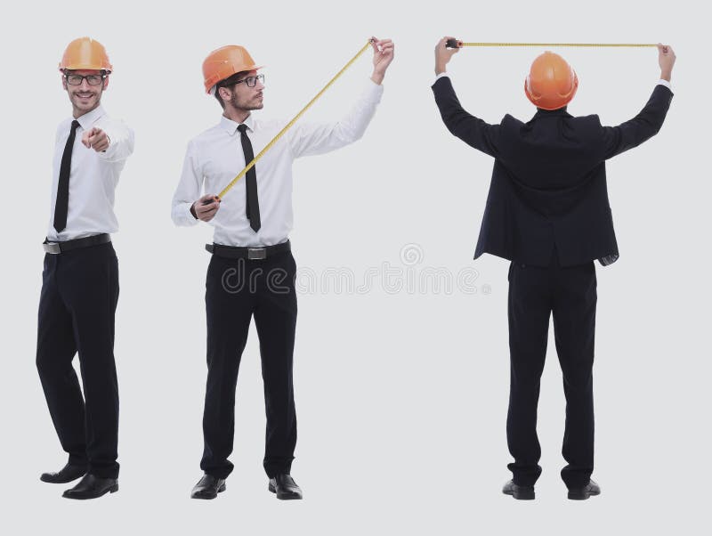 In full growth .qualified engineer architect isolated on white stock images In full growth .qualified engineer architect isolated on white stock images