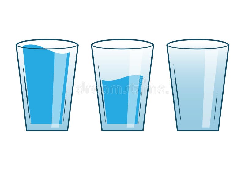 Full Half Empty Glasses stock illustration. Illustration of color 124650657