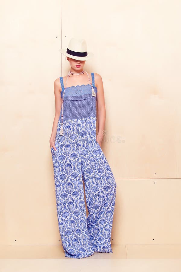 Full Height Portrait of a Young Woman in Pantsuit Stock Photo Image