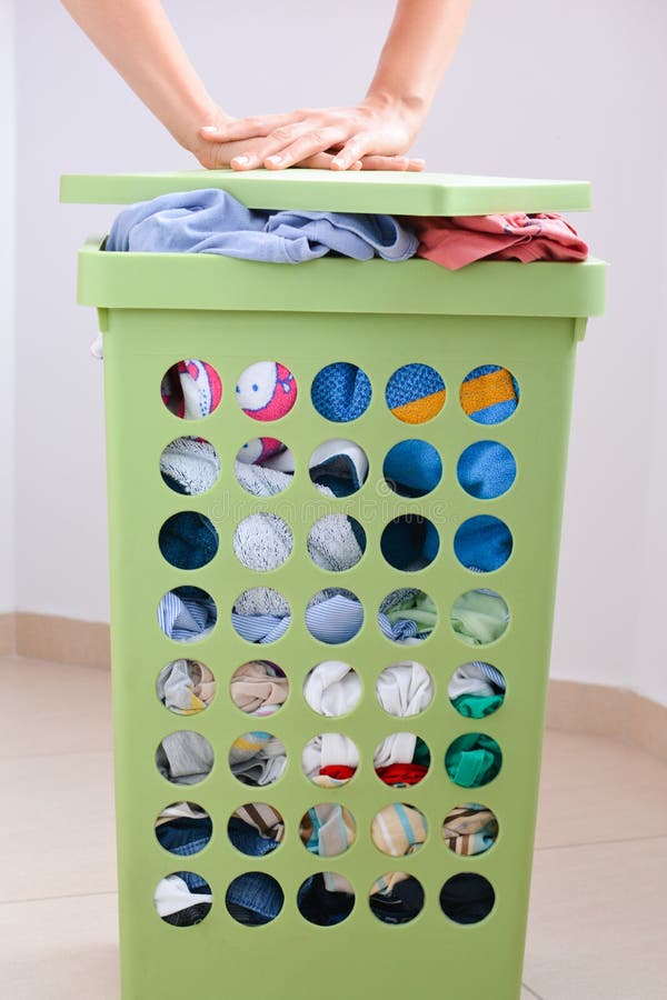 Full Laundry Basket with Dirty Clothes Stock Image Image of laundry