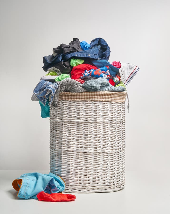 Full laundry basket stock image. Image of wicker, unhygienic 125022665