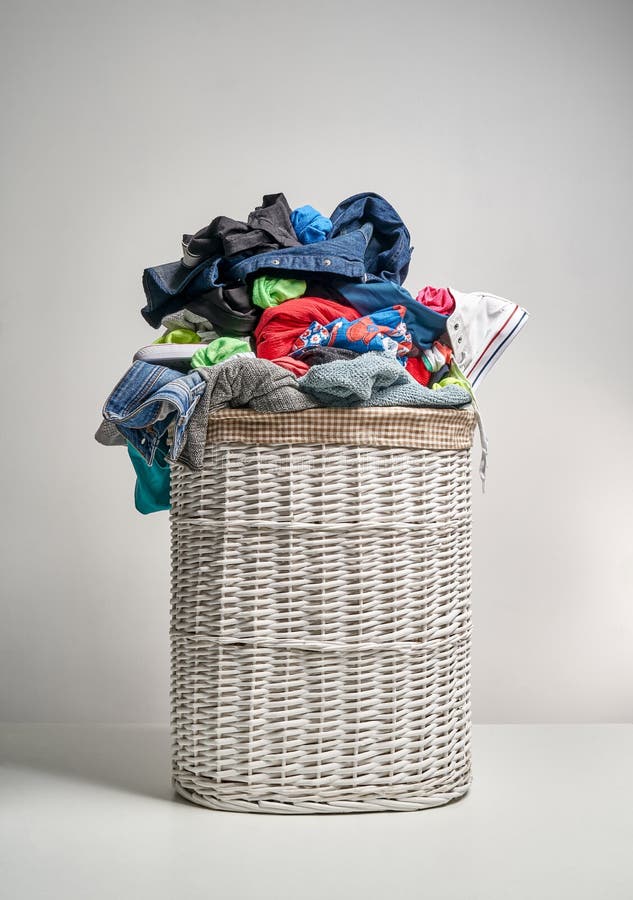 Full laundry basket stock image. Image of textile, drudgery 125022731