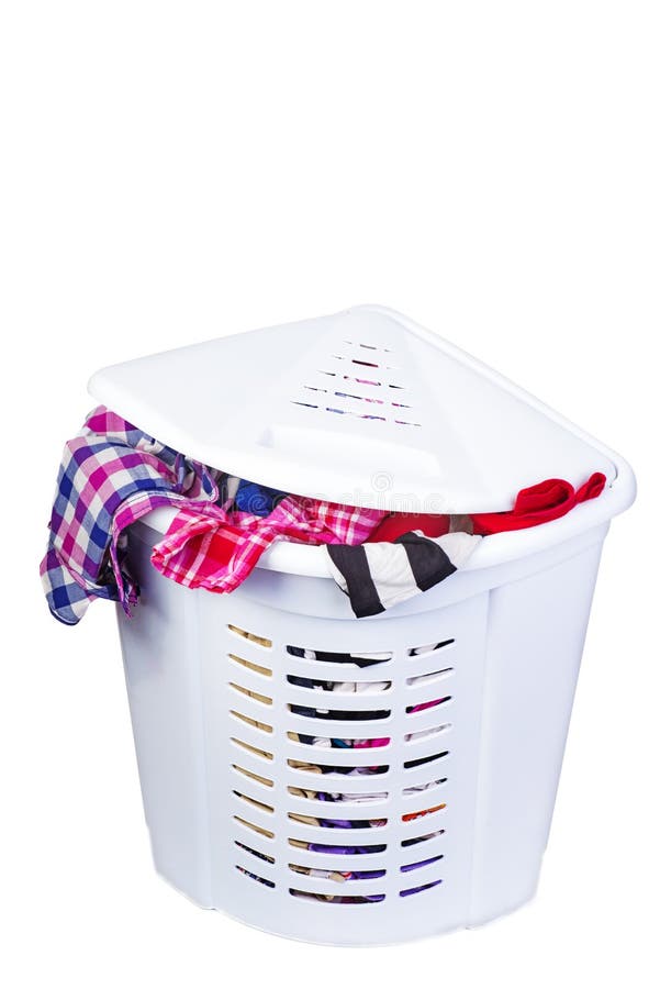 Full Laundry Basket Isolated on White Stock Photo Image of unwashed