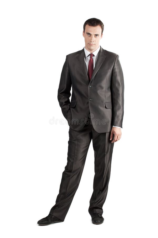 Full length businessman with hand in pocket royalty free stock photography