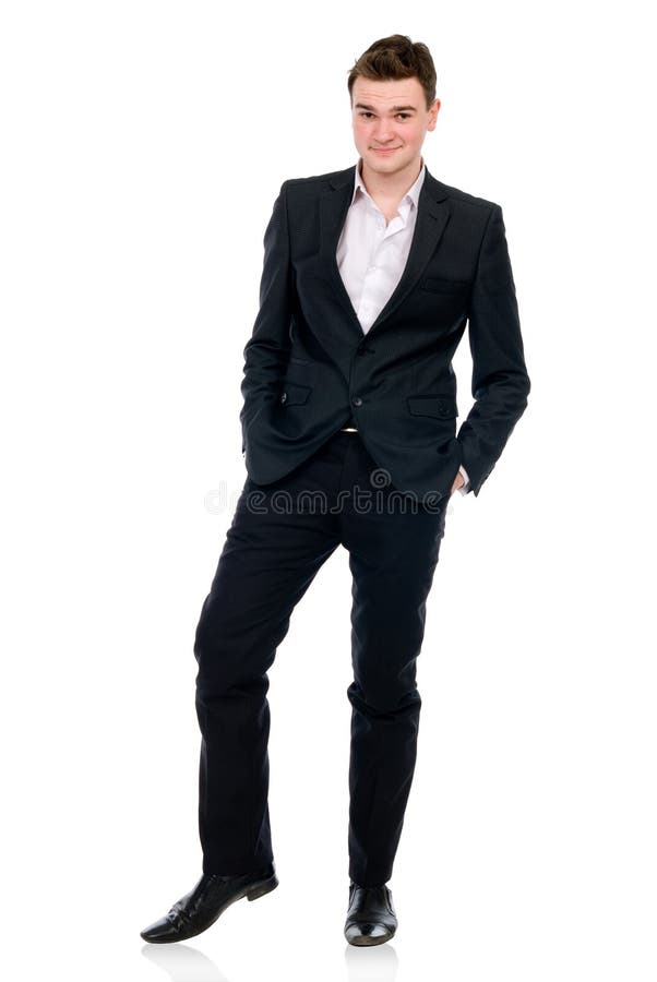 Full length of a cheerful business man standing stock photos Full length of a cheerful business man standing stock photos