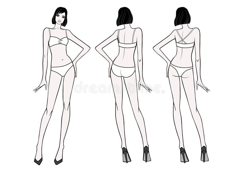 Woman Body Measurement Chart. Female Figure: Front and Back Views