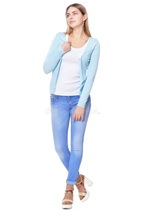 Beautiful Woman in Jeans Posing Stock Photo - Image of fashion ...