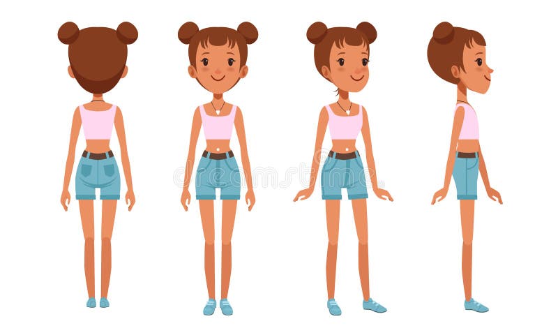 Cute Sporty Woman Body Silhouette , Whole-length Female Character in  Underwear in Flat Style Stock Vector - Illustration of front, face:  269863566