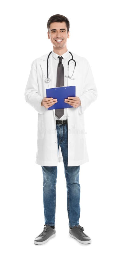 Full length portrait of medical doctor with clipboard and stethoscope isolated royalty free stock images Full length portrait of medical doctor with clipboard and stethoscope isolated royalty free stock images