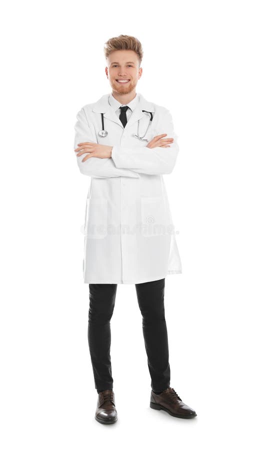 Full Length Portrait Of Medical Doctor With Stethoscope