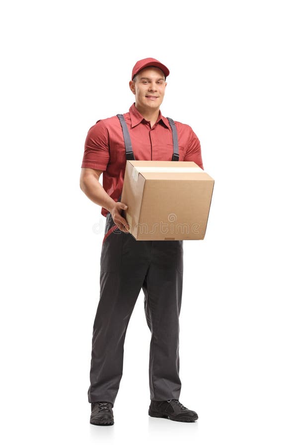 Mover holding a package stock photos