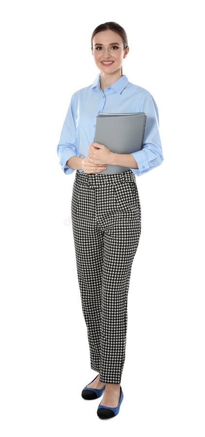 Full length of young female teacher on white background royalty free stock photo Full length of young female teacher on white background royalty free stock photo
