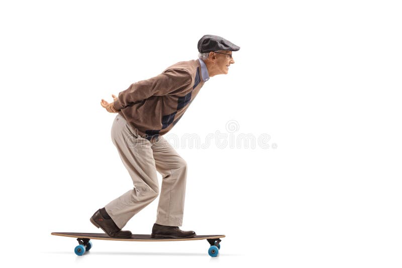 Two Senior Men Riding a Vintage Scooter and Waving with a Cane Stock ...