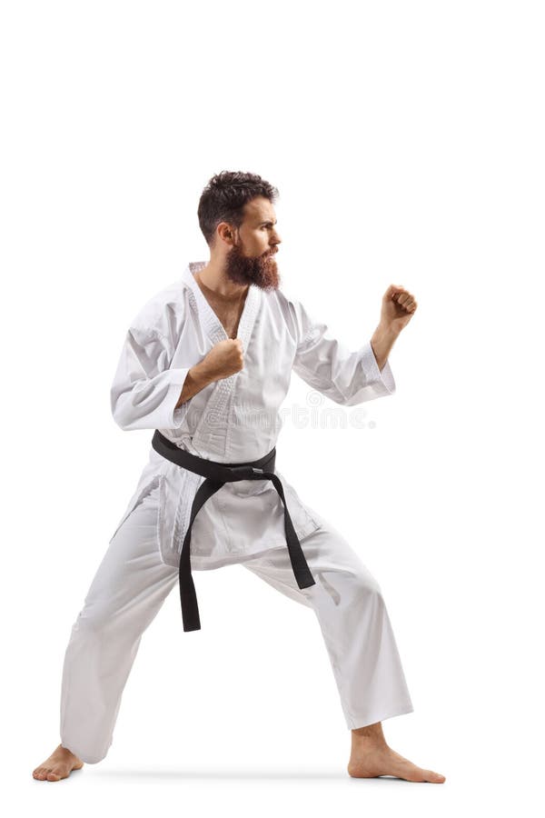 A Man, In A Black Kimono Is Practicing Martial Arts Technique With A Long  Bamboo Fighting Stick. Stock Photo, Picture and Royalty Free Image. Image  91980191.