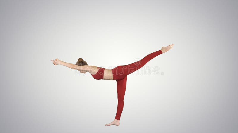 Silhouette Tuladandasana or Balancing Stick Pose is an advanced yoga posture  made by beautiful yogi woman. Stock Illustration