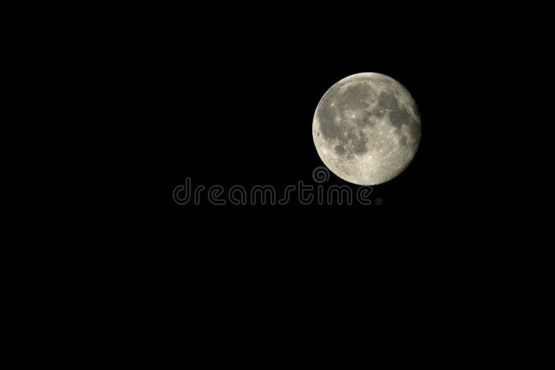 Full Moon Shy in a Clear Sky Stock Image - Image of body 