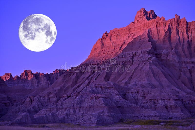 Full Moon in the Badlands royalty free stock photos