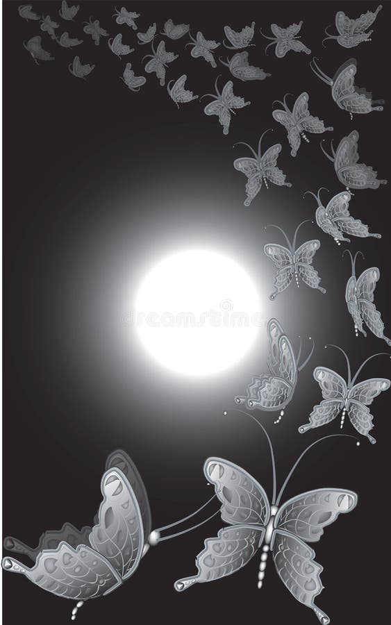 Full moon butterflies vector illustration