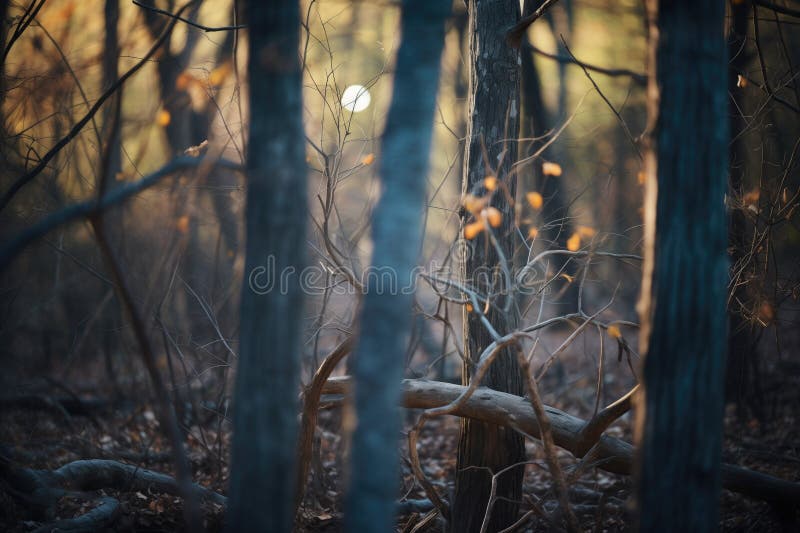 Full moon casting shadows in a dense forest vector illustration