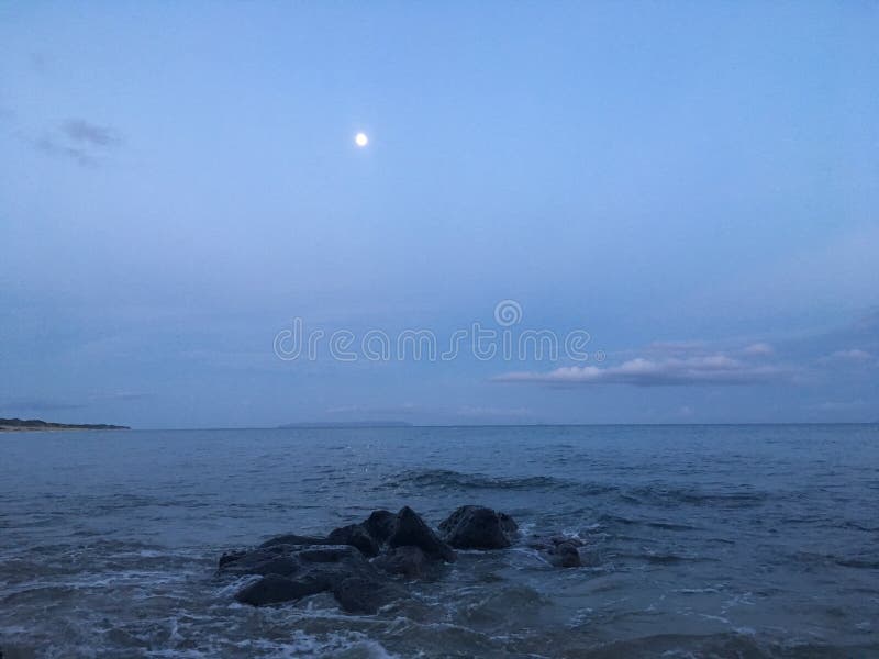 Full Moon during Dawn Above Niihau Island View from NaPali Coast