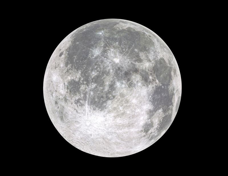Full Moon Isolated on Black Background. Stock Image - Image of planet