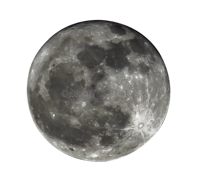 Full Moon Isolated On White Backgroundclipping Paths Stock Image