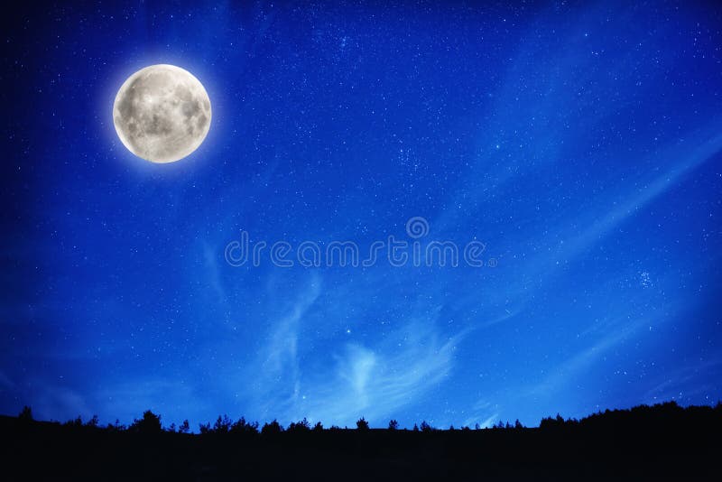 Full Moon on Night Sky with Stars Stock Photo - Image of landscape,  holiday: 154911768