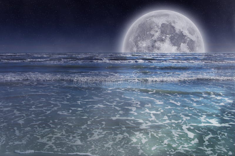 Full moon over sea