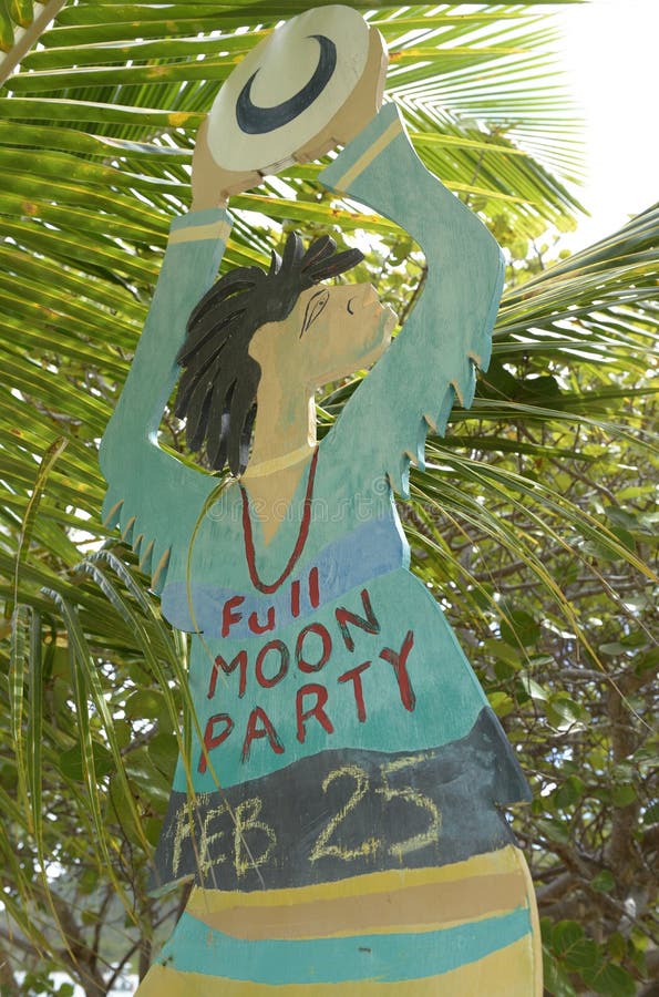 Full Moon Party Sign at Trellis Bay, Beef Island, BVI Editorial Image