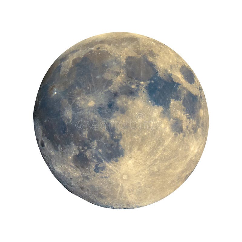 Full moon seen with telescope, enhanced colours, isolated royalty free stock images Full moon seen with telescope, enhanced colours, isolated royalty free stock images