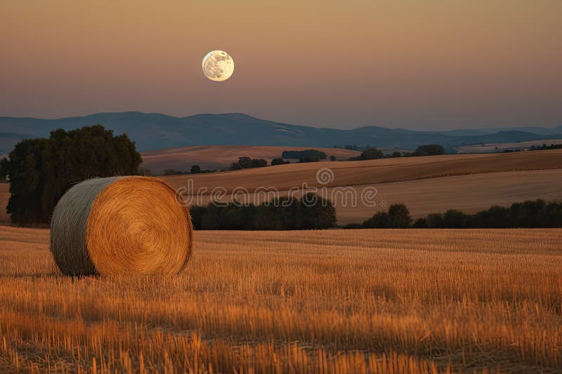 Full Moon Shining Over the Harvest Moon, Casting Its Light on the ...