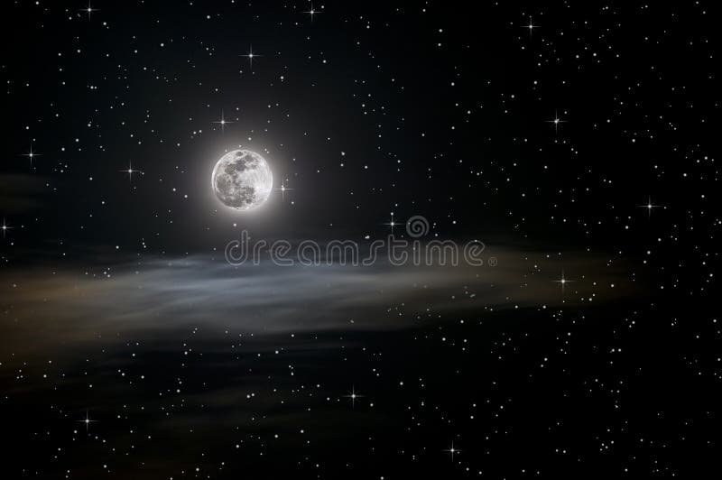 Full moon and stars