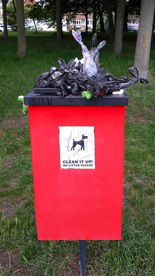 Overflowing Dog Waste Bin in Park Stock Photo Image of refuse, hygiene 152128974