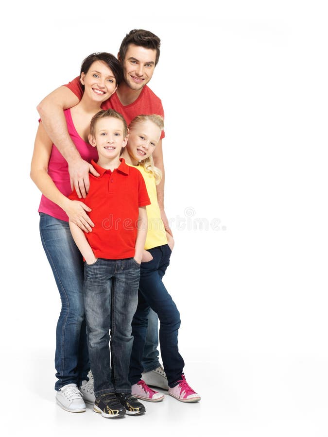 Full portrait of the happy young family with two children royalty free stock image Full portrait of the happy young family with two children royalty free stock image
