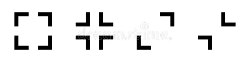 Full screen and exit buttons. Full screen icon set. Maximize and minimize. Video size. Screen size. Ui interface. Ui design. Video stock illustration