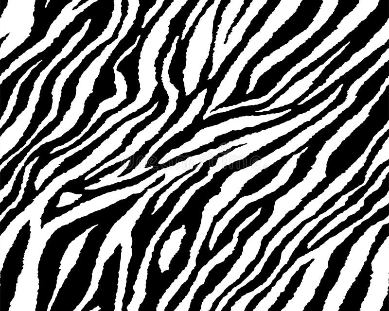 Full seamless wallpaper for zebra and tiger stripes animal skin pattern. Black and white design for textile fabric printing.