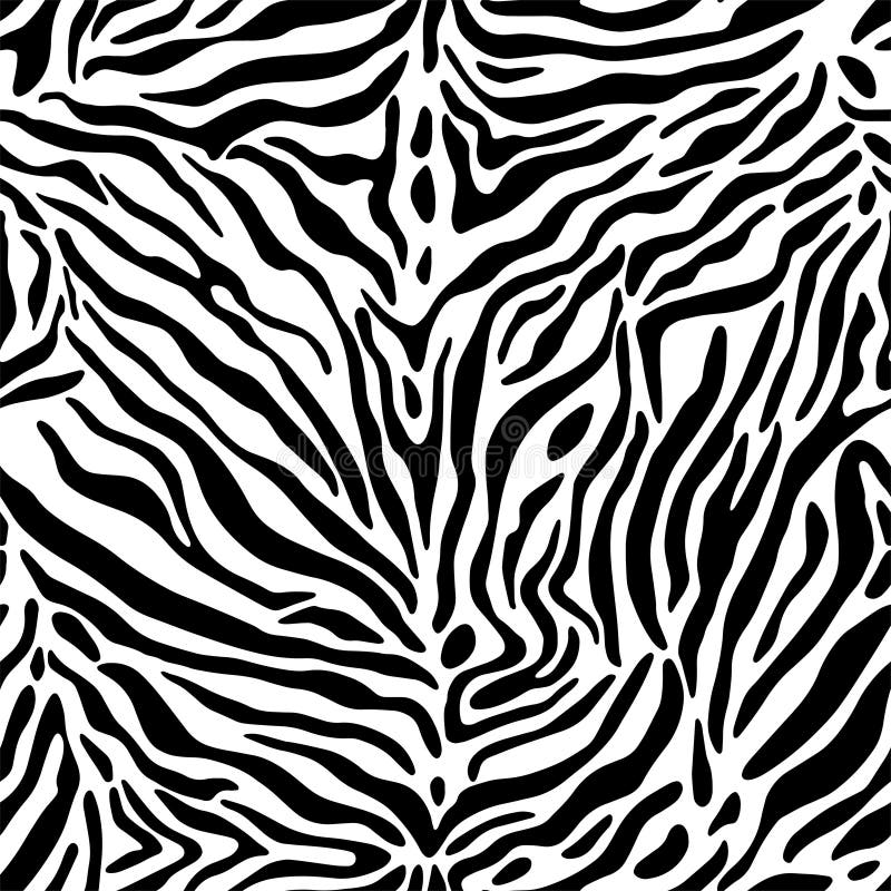 Full seamless zebra and tiger stripes animal skin pattern. Black and white texture design for textile fabric printing.