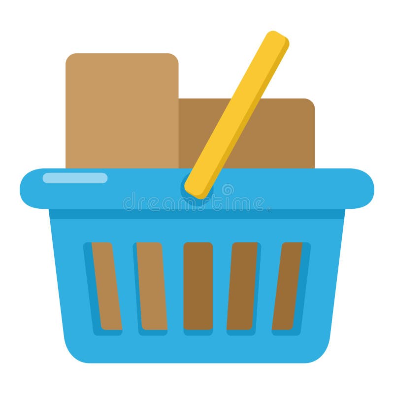 Full Shopping Basket Flat Icon on White