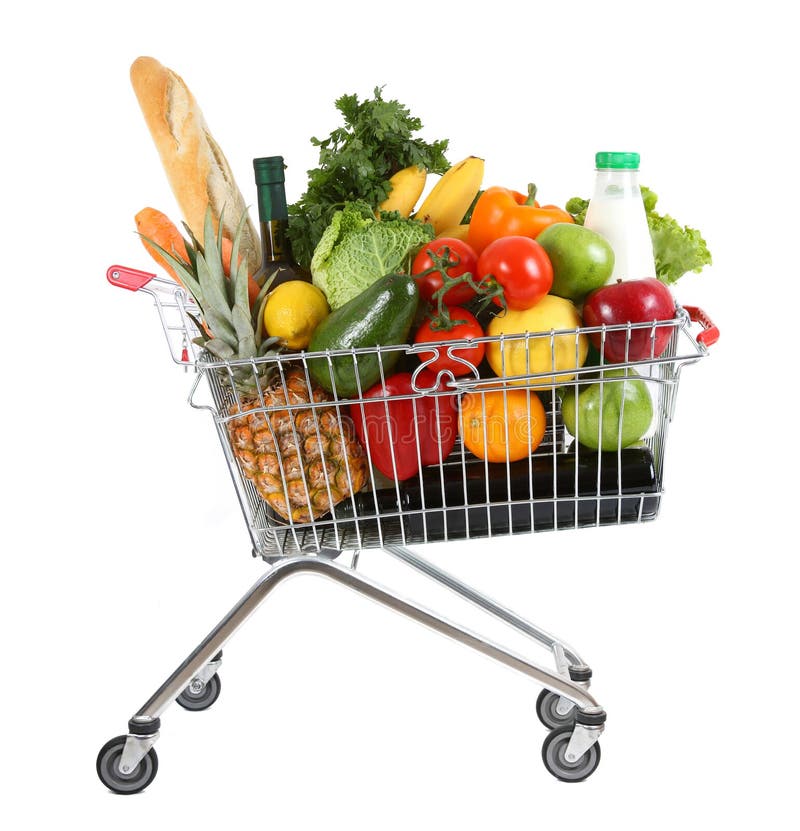 Full shopping trolley stock image. Image of green, apples - 12081791