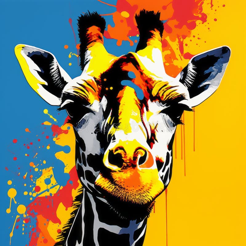 Colorful Pop Art Illustration of a Giraffe Stock Illustration