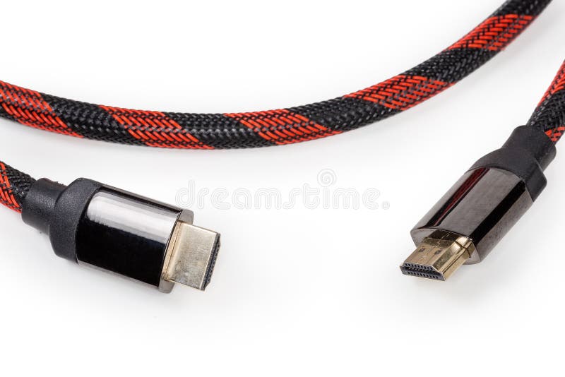 Fullsize HDMI Connectors at the Cable Edges, Closeup Stock Image