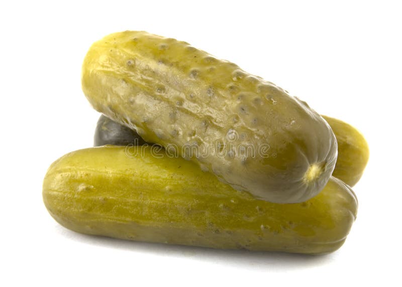 Full sour pickles isolated on white background. Kosher stock images, royalty-free photos and pictures