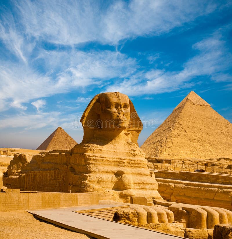 Full Sphinx Profile Pyramids Walkway Giza