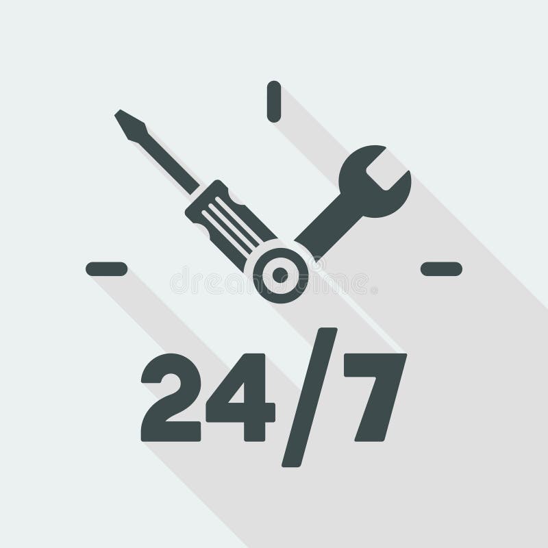 Full time technical assistance services - Vector web icon stock illustration