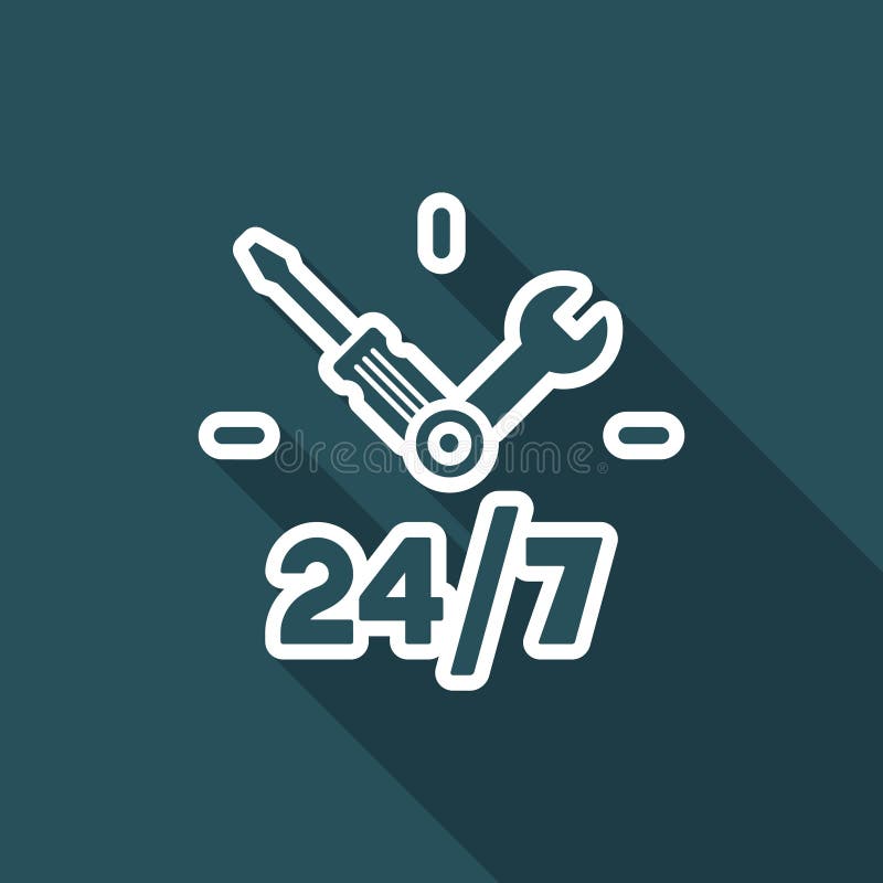 Full time technical assistance services - Vector web icon stock illustration