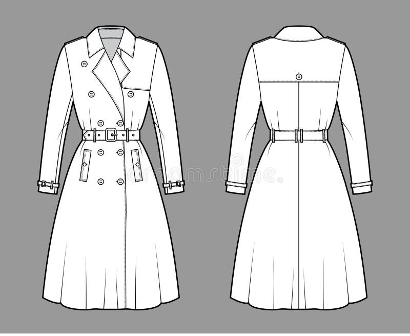 Coat Drawing Fashion Trench Woman Stock Illustrations – 256 Coat ...