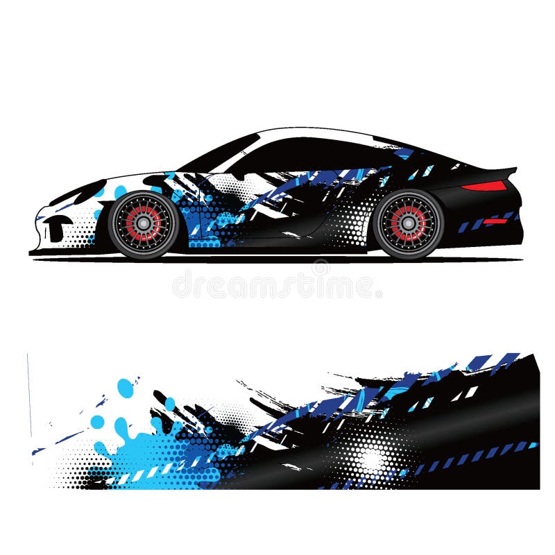 Full Wrap Racing Car Abstract Vinyl Sticker Graphics Kit Stock Vector ...