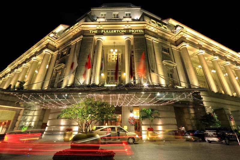 The Fullerton Hotel in the evening, Singapore